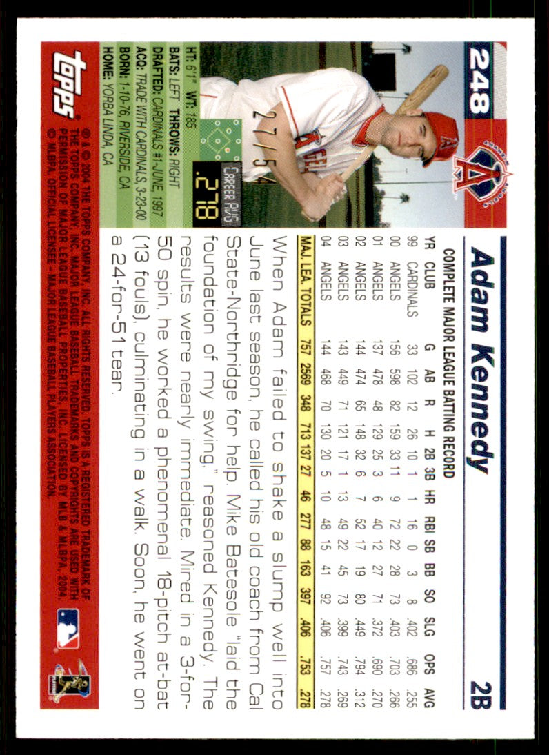 Adam Kennedy Card 2005 Topps Black #248 Image 2