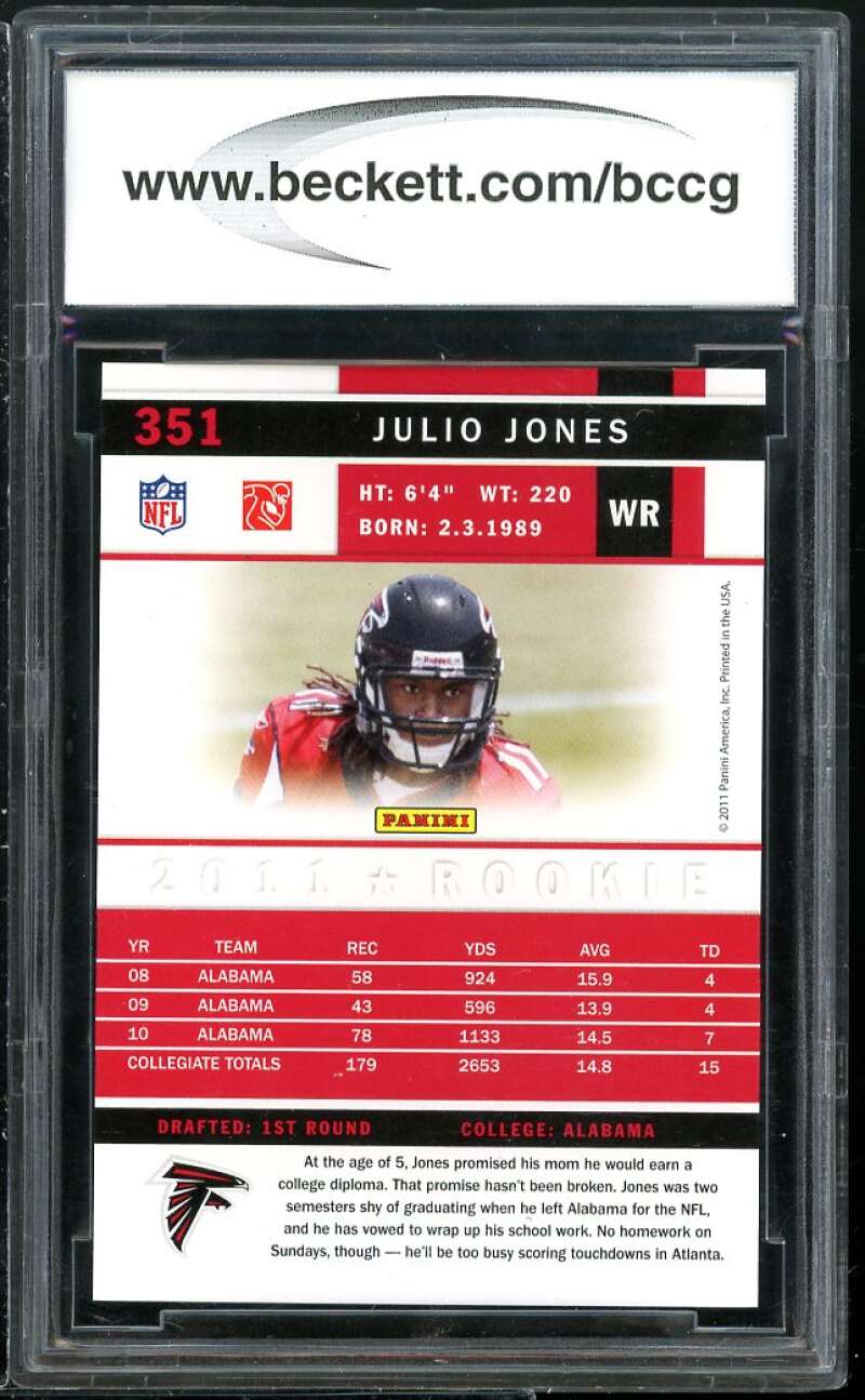 2011 Score #351 Julio Jones Rookie Card BGS BCCG 10 Mint+ Image 2