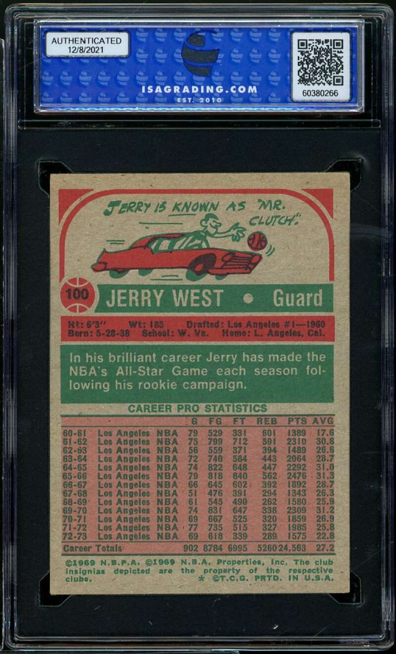 Jerry West Card 1973-74 Topps #100 ISA 5.5 EX+ Image 2