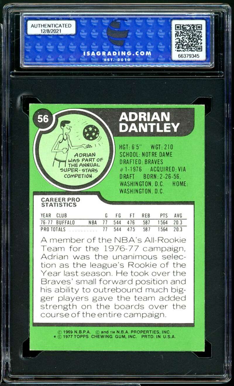 Adrian Dantley Rookie Card 1977-78 Topps #56 ISA 7 NM Image 2