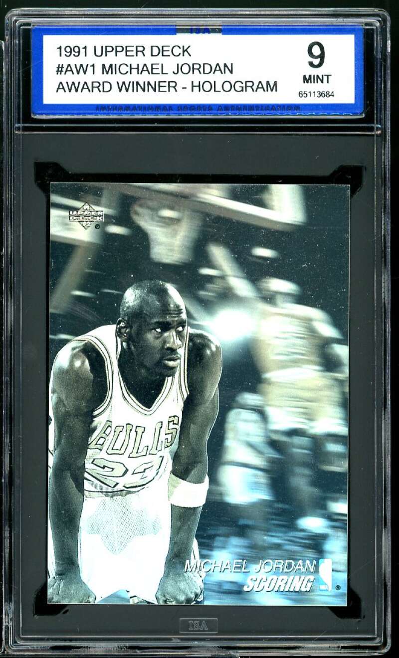 Michael Jordan Card 1991-92 Upper Deck Award Winner Holograms #AW1 ISA 9 MINT Image 1