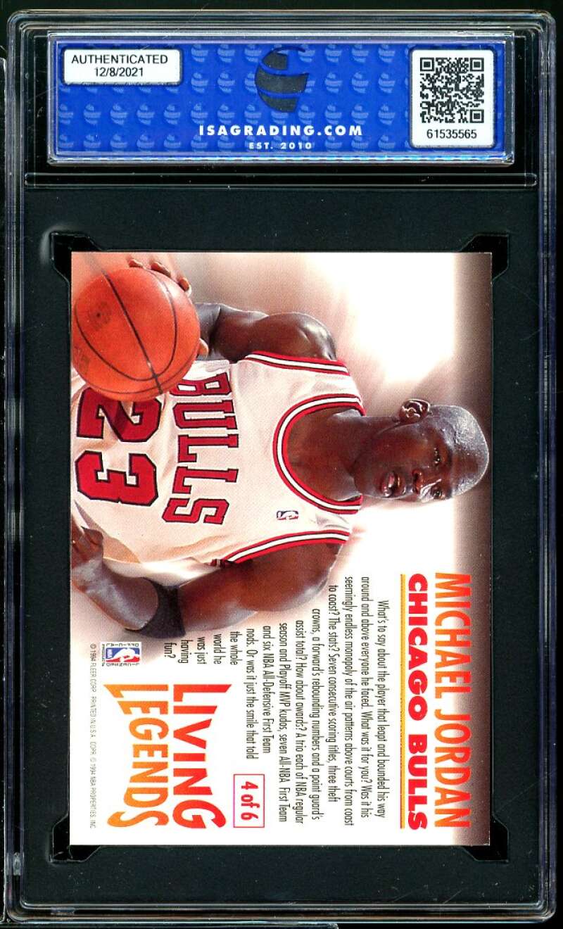 Michael Jordan Card 1993-94 Fleer Living Legends #4 ISA 8.5 NM-MT+ Image 2