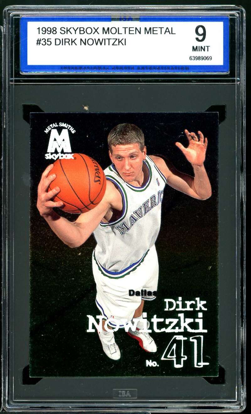 Dirk Nowitzki Rookie Card 1998-99 Skybox Molten Metal #35 ISA 9 MINT Image 1