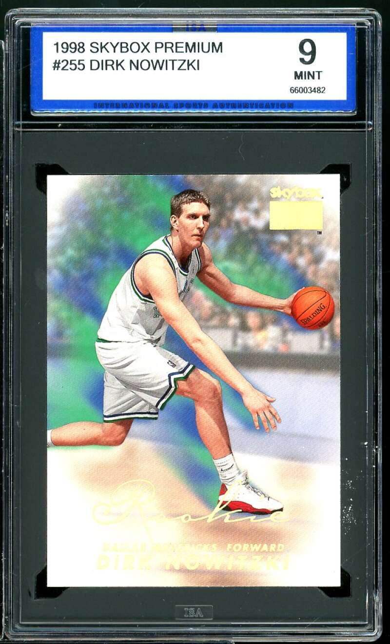 Dirk Nowitzki Rookie Card 1998-99 Skybox Premium #255 ISA 9 MINT Image 1