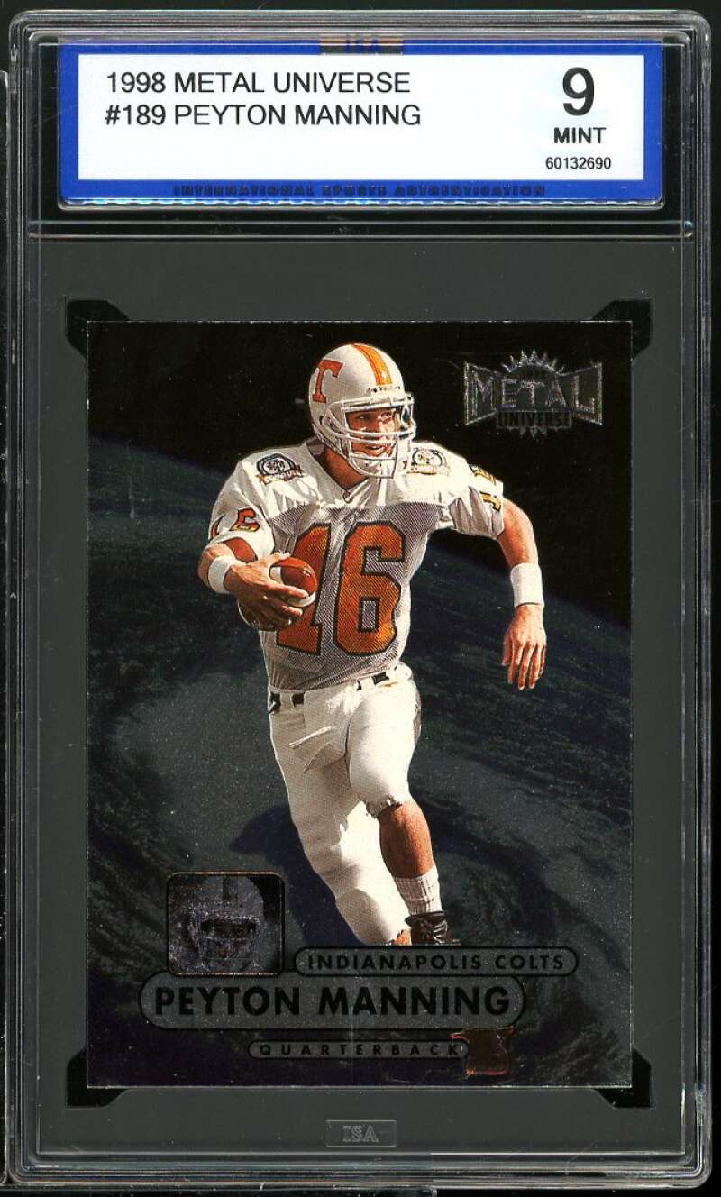 Peyton Manning Rookie Card 1998 Metal Universe #189 ISA 9 MINT Image 1