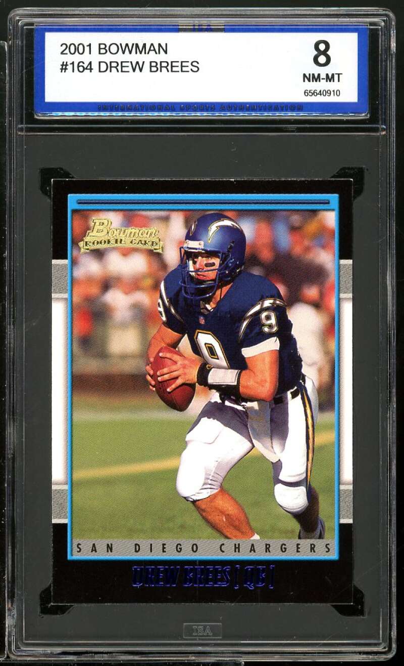 Drew Brees Rookie Card 2001 Bowman #164 ISA 8 NM-MT Image 1