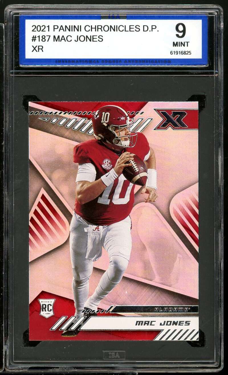 Mac Jones Rookie Card 2021 Panini Chronicles D.P. XR #187 ISA 9 MINT Image 1