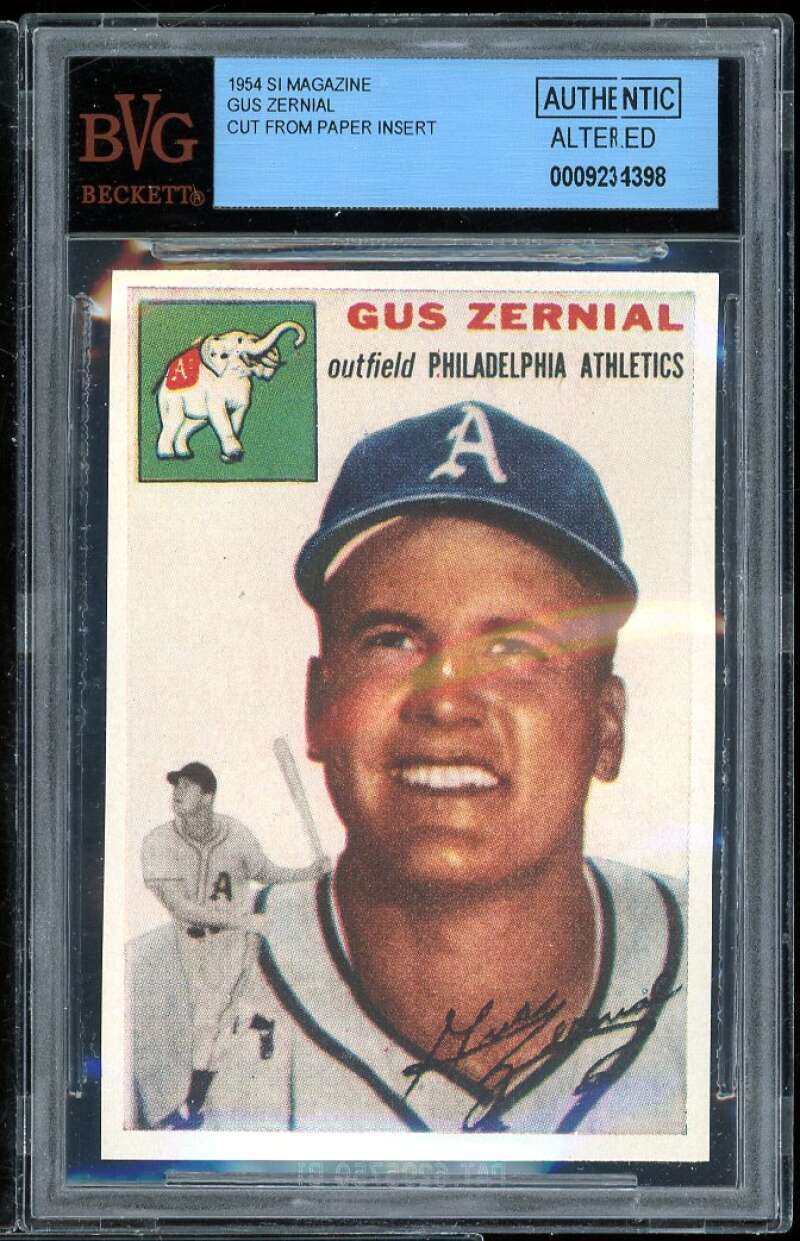 Gus Zernial Card 1954 SI Magazine Cut From Paper Insert #2 BGS authentic Image 1