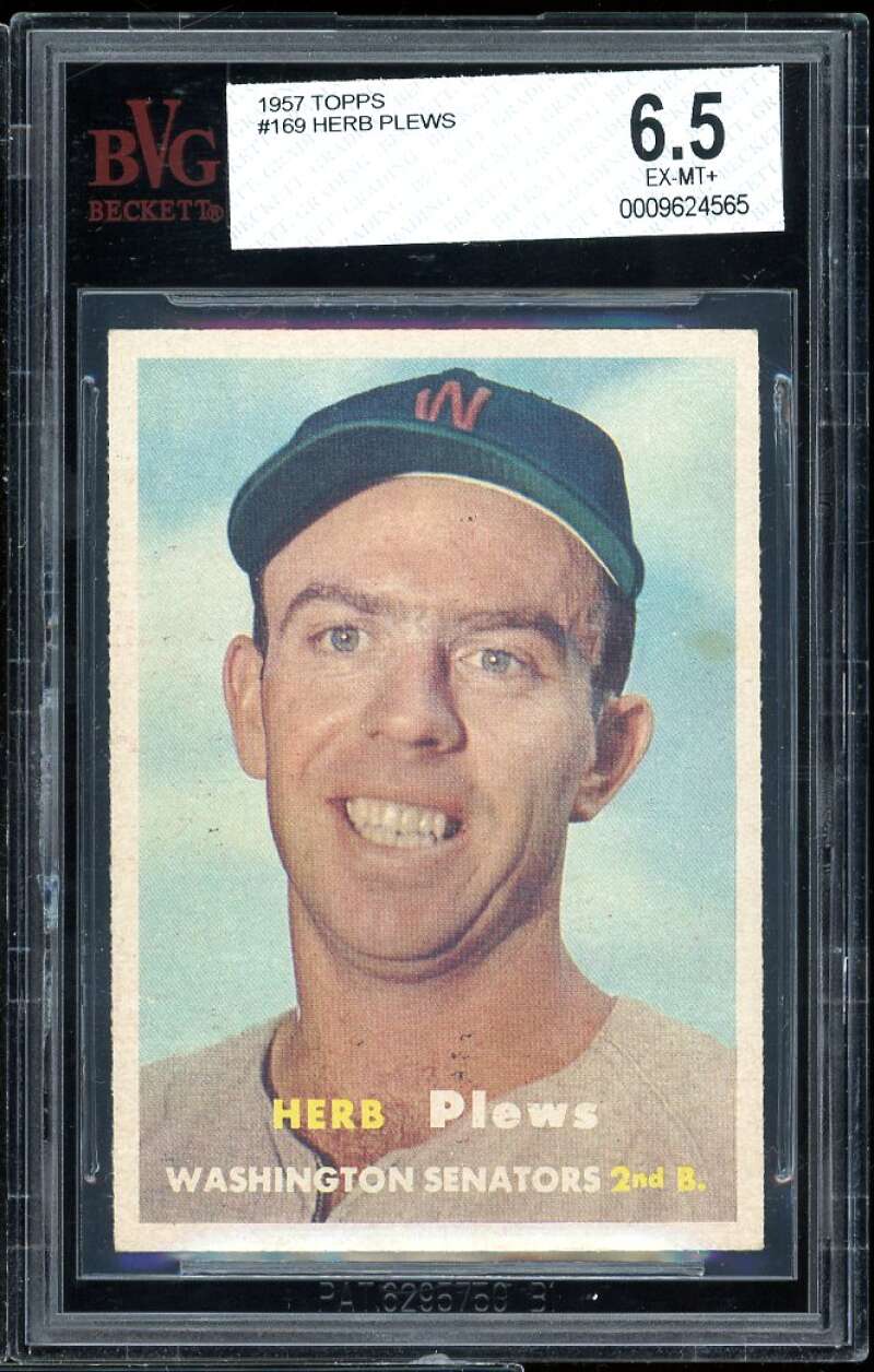 Herb Plews Card 1957 Topps #169 BVG BVG 6.5 Image 1