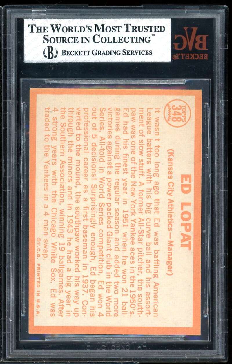 Ed Lopat Card 1964 Topps #348 BVG BVG 8 Image 2