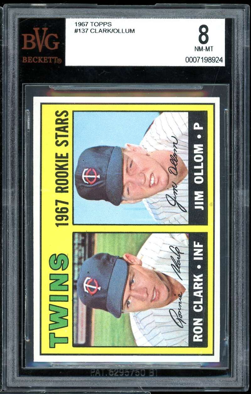 Ron Clark/Jim Ollom Rookie Card 1967 Topps #137 BVG BVG 8 Image 1