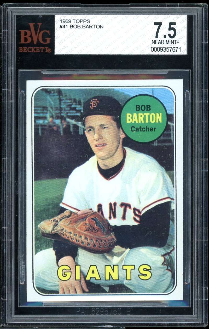 Bob Barton Card 1969 Topps #41 BVG BVG 7.5 Image 1