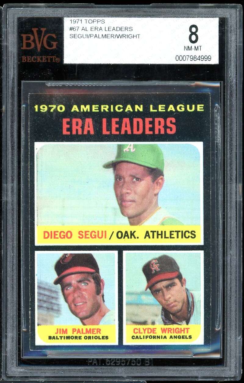 Diego Segui/Jim Palmer/Clyde Wright LL Card 1971 Topps #67 BVG BVG 8 Image 1