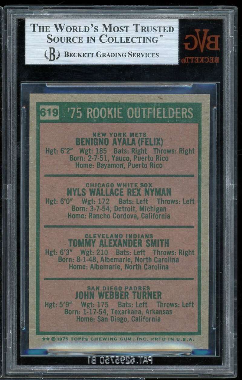 Benny Ayala/Nyls Nyman/Tommy Smith/Jerry Turner Rookie 1975 Topps #619 BVG BVG 9 Image 2