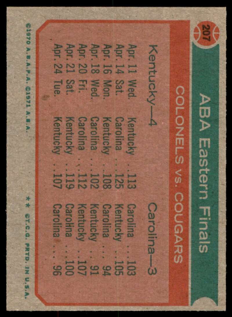 Artis Gilmore Eastern Finals Card 1973-74 Topps #207 Image 2