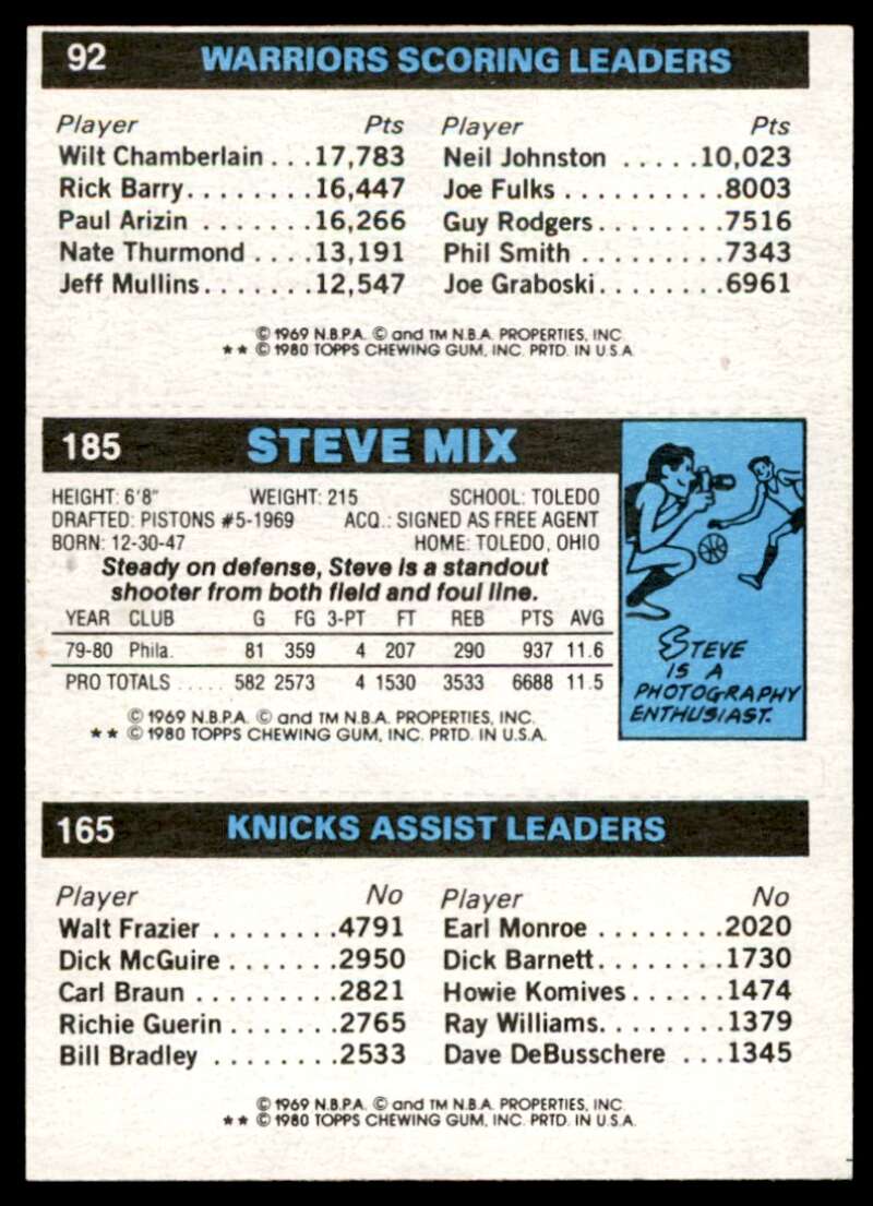 Micheal Ray Richardson TL Steve Mix Robert Parish Card TL 1980-81 Topps #147 Image 2