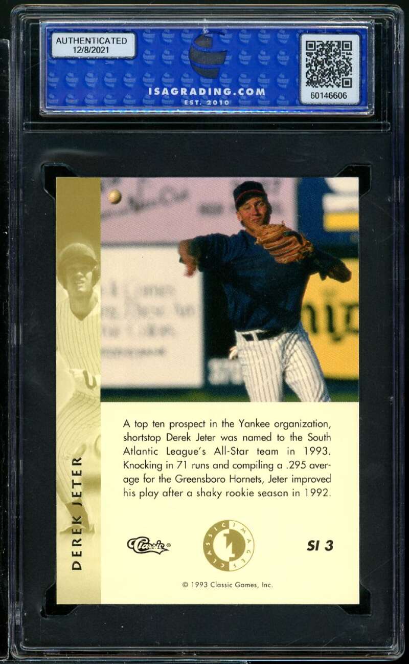 Derek Jeter Rookie Card 1993 Classic Images Sudden Impact #si3 ISA 9 MINT Image 2