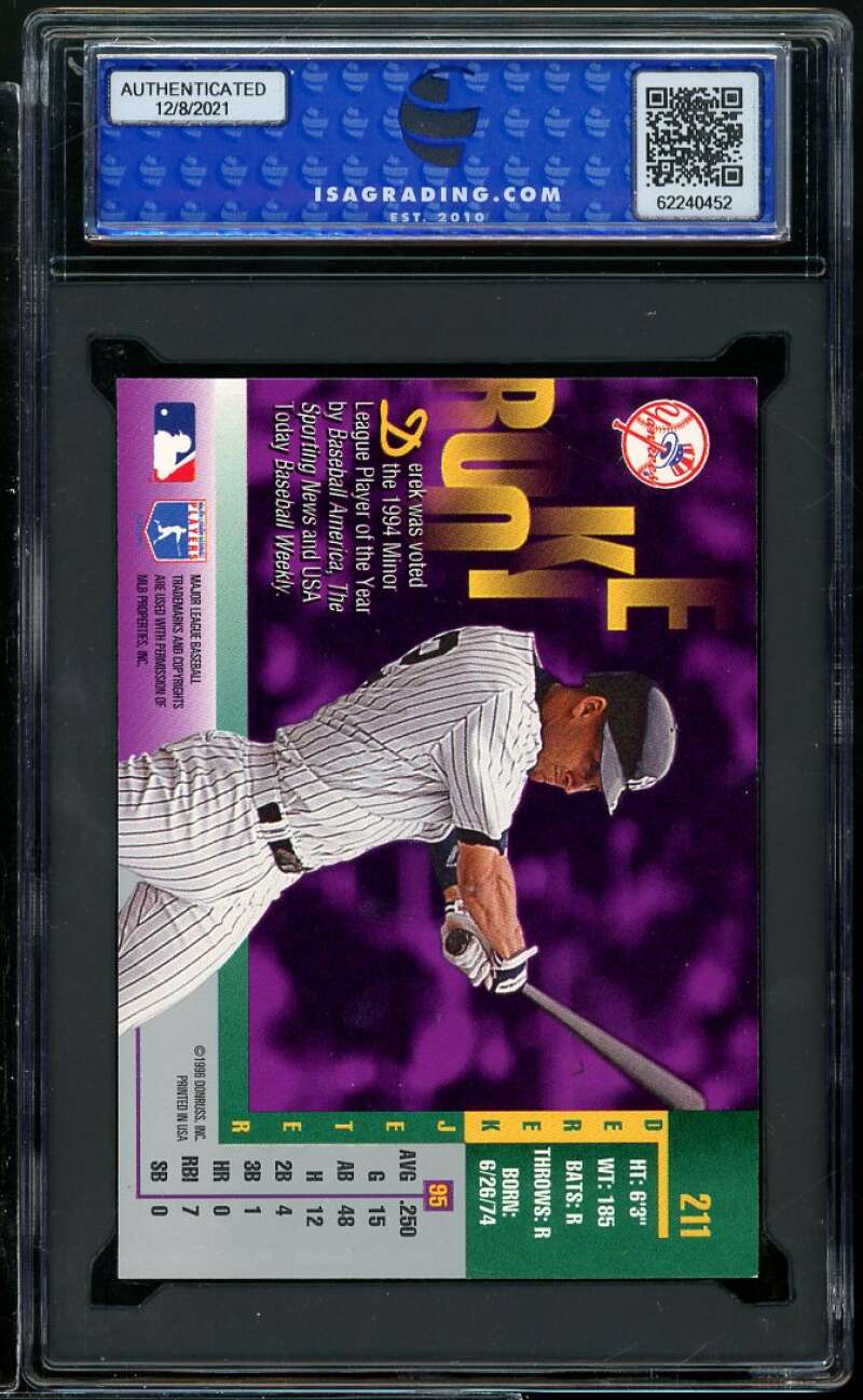 Derek Jeter Rookie Card 1996 Leaf #211 ISA 9 MINT Image 2