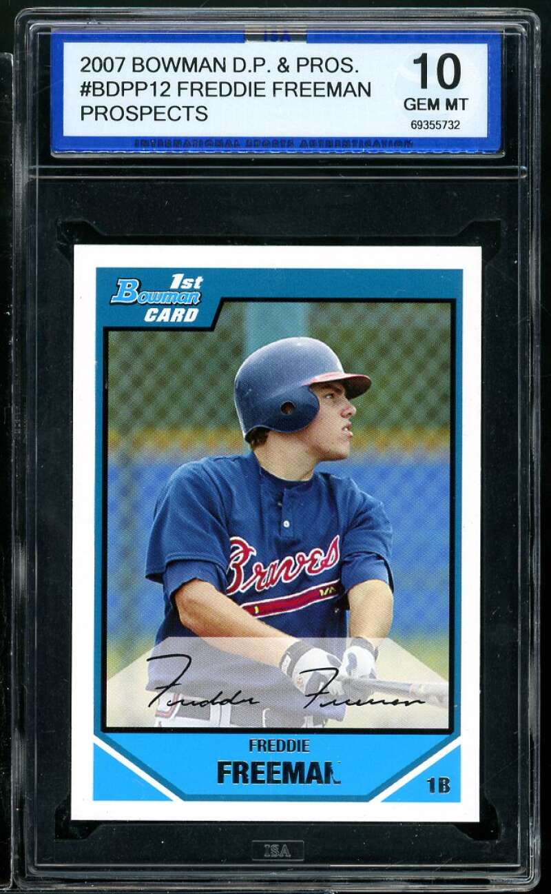 Freddie Freeman Rookie 2007 Bowman Draft Picks n Prospects #BDPP12 ISA 10 MINT Image 1