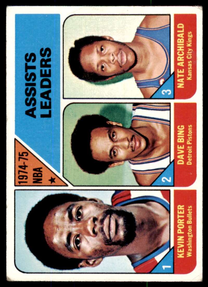 Kevin Porter / Dave Bing / Nate Archibald Leader Card 1975-76 Topps #5 Image 1