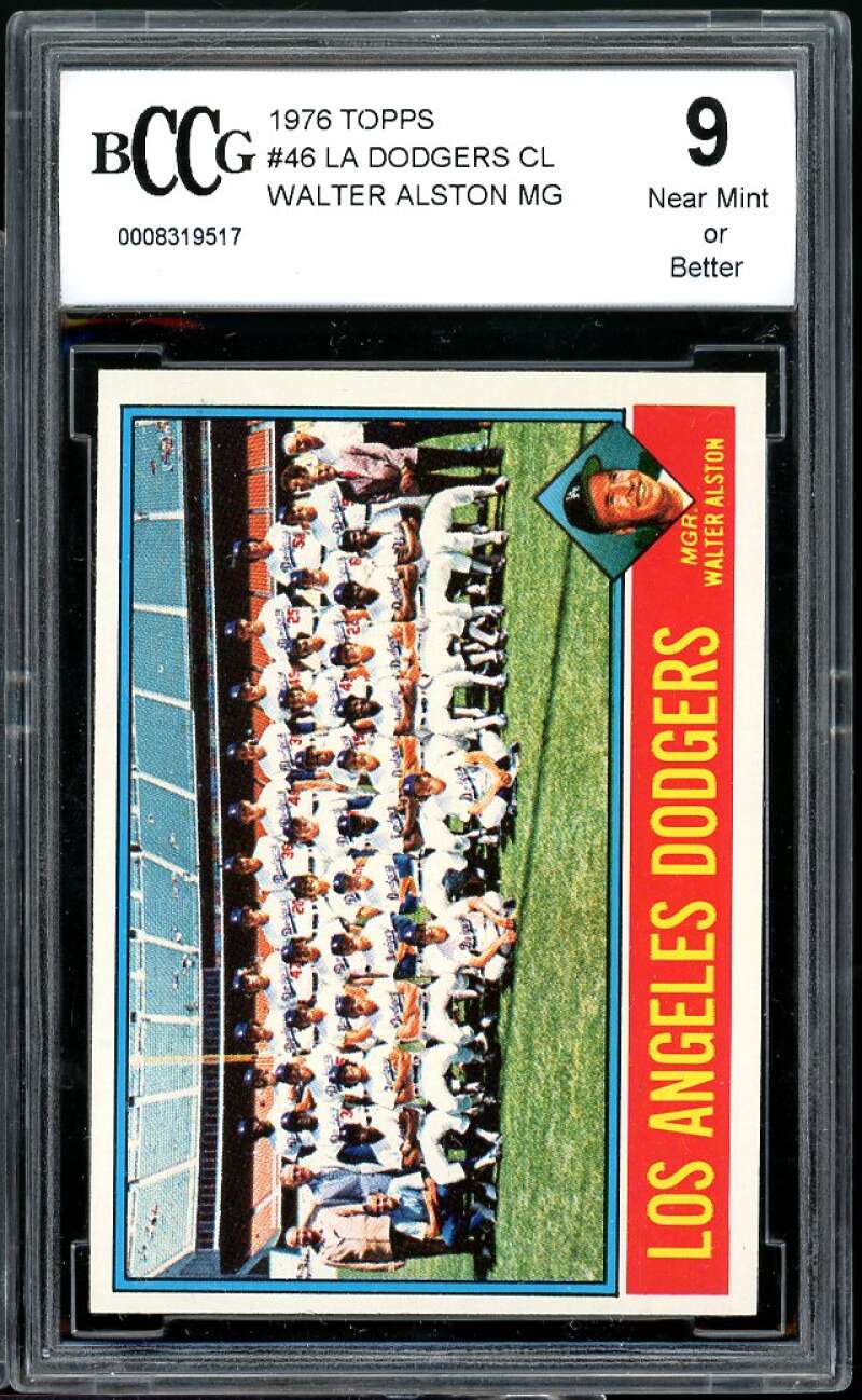 Los Angeles Dodgers - Walt Alston Team Card 1976 Topps #46 BGS BCCG 9 Image 1