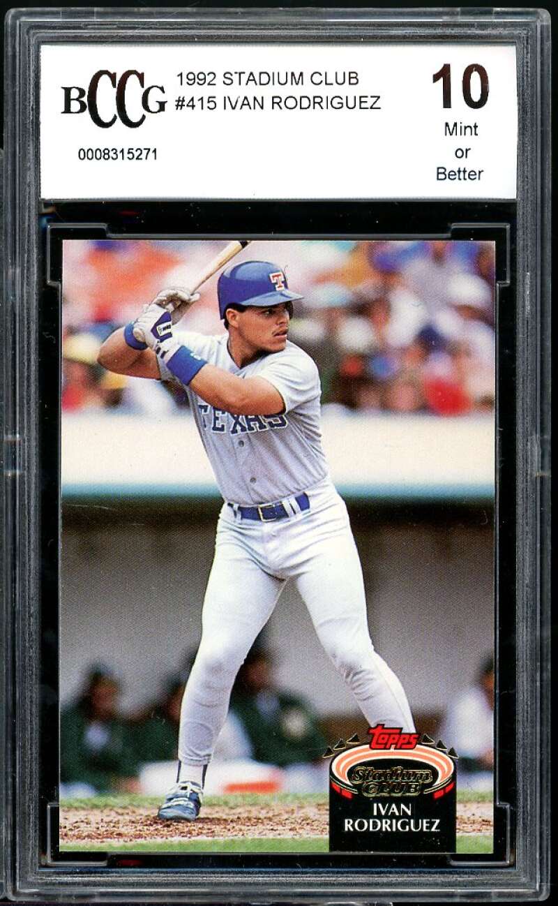 Ivan Rodriguez Card 1993 Stadium Club #415 BGS BCCG 10 Image 1