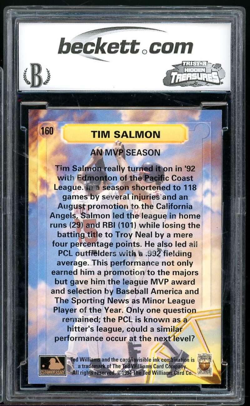 Tim Salmon Card 1994 Ted Williams #160 BGS BCCG 10 Image 2