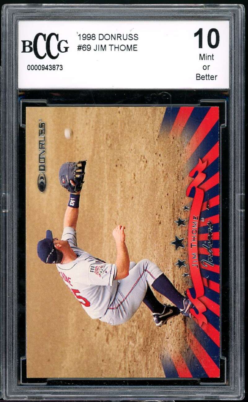 Jim Thome Card 1998 Donruss #69 BGS BCCG 10 Image 1