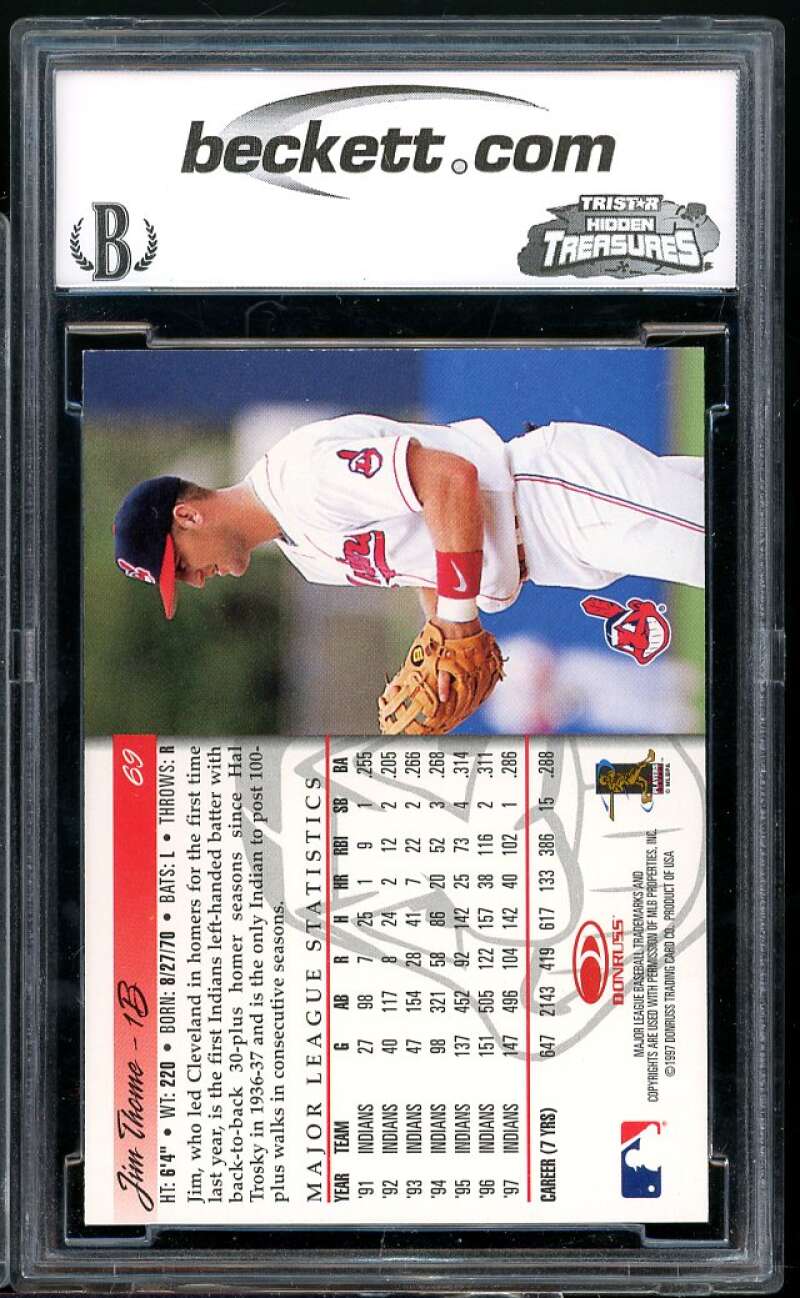 Jim Thome Card 1998 Donruss #69 BGS BCCG 10 Image 2