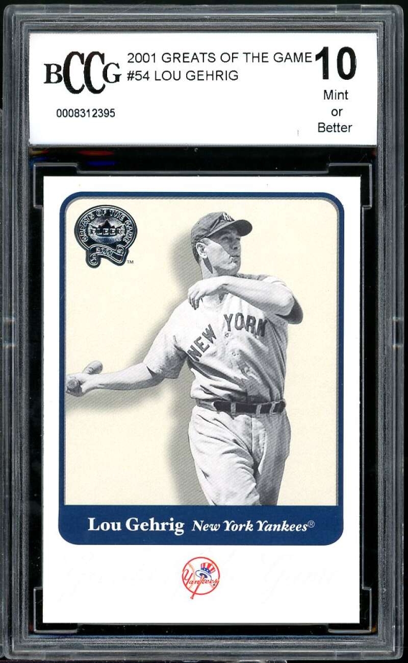 Lou Gehrig Card 2001 Greats Of The Game #54 BGS BCCG 10 Image 1