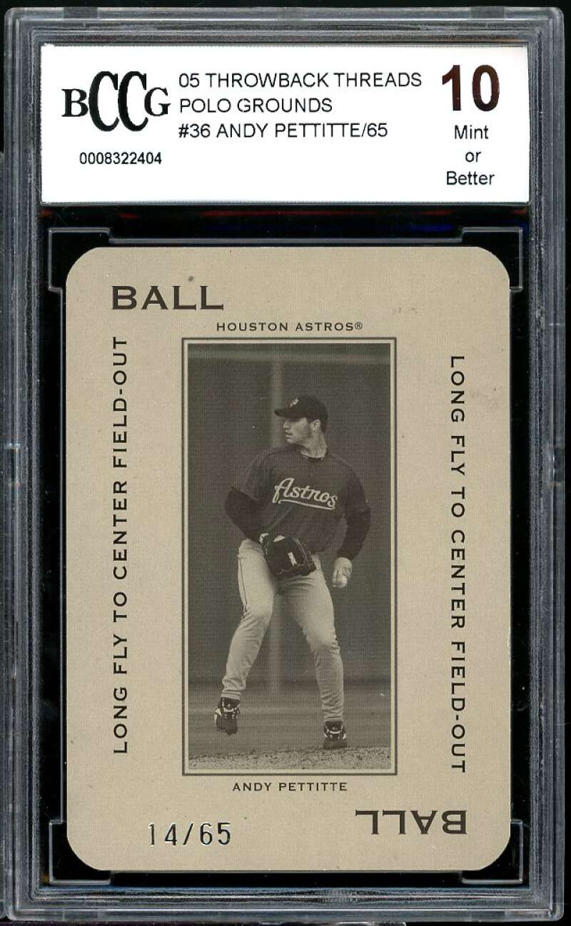 Andy Pettite Card 2005 Throwback Threads Polo Grounds #36 BGS BCCG 10 Image 1