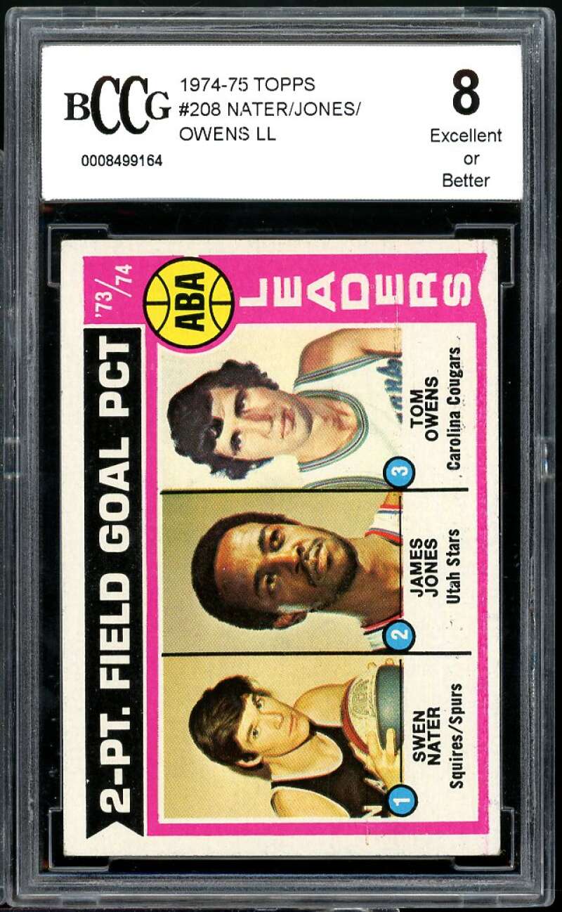 Swen Nater/James Jones/Tom Owens Leaders Card #208 BGS BCCG 8 Image 1