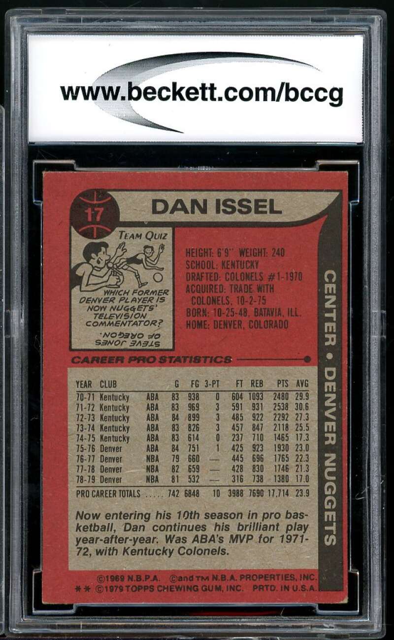 Dan Issel Card 1979-80 Topps #17 BGS BCCG 8 Image 2