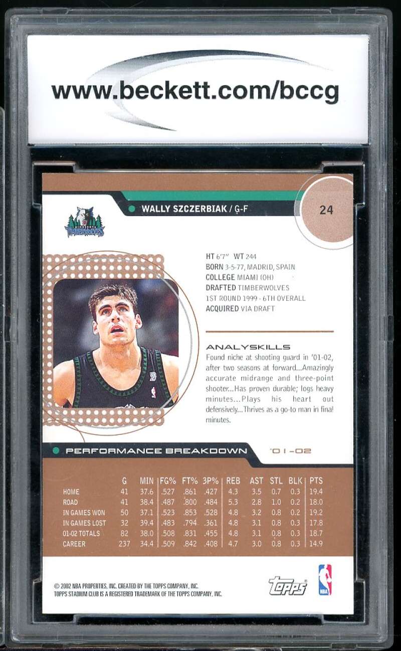 Wally Szczerbiak Card 2002-03 Stadium Club Beckett.com Samples #24 BGS BCCG 9 Image 2