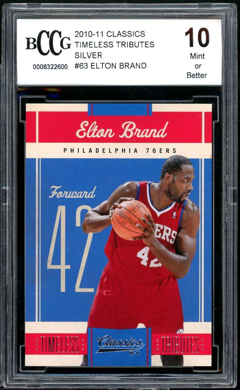 Elton Brand 2010-11 Panini Classics Timeless Tributes Silver #63 BGS BCCG 10 Image 1