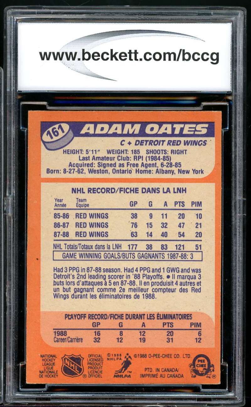 Adam Oates Card 1988-89 O-Pee-Chee #161 BGS BCCG 9 Image 2