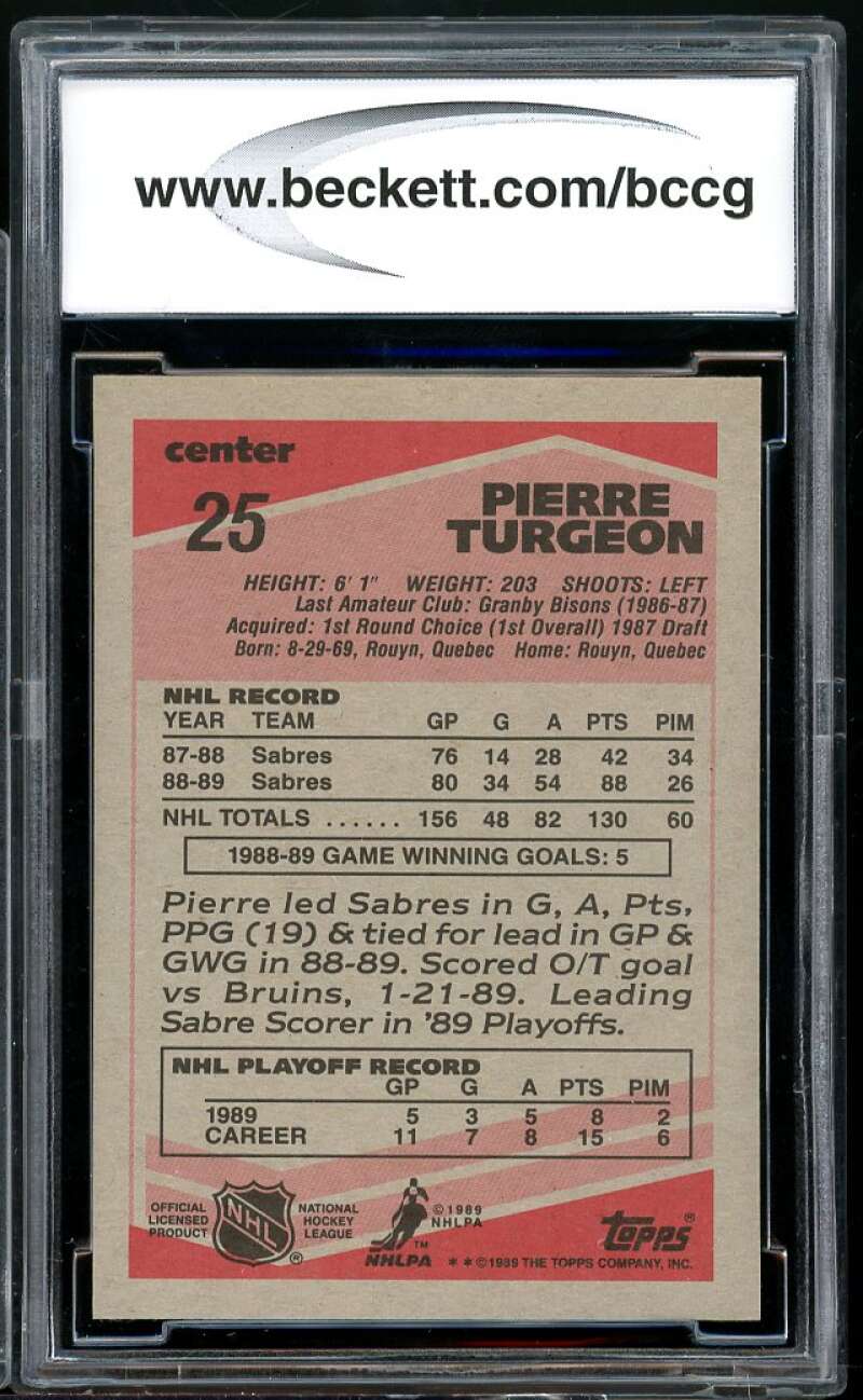 Pierre Turgeon Card 1989-90 O-Pee-Chee #25 BGS BCCG 10 Image 2