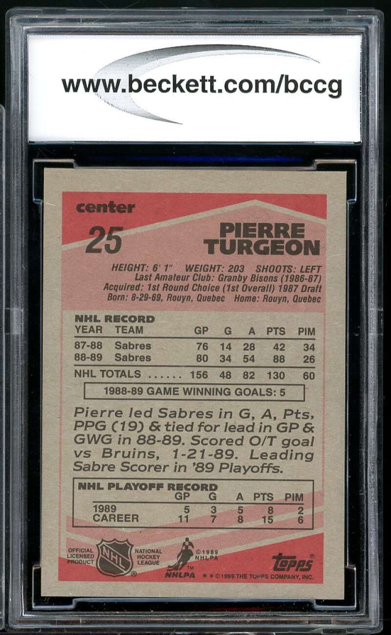 Pierre Turgeon Card 1989-90 Topps #25 BGS BCCG 10 Image 2