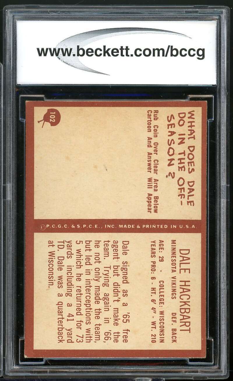 Dale Hackbart Card 1967 Philadelphia #102 BGS BCCG 8 Image 2