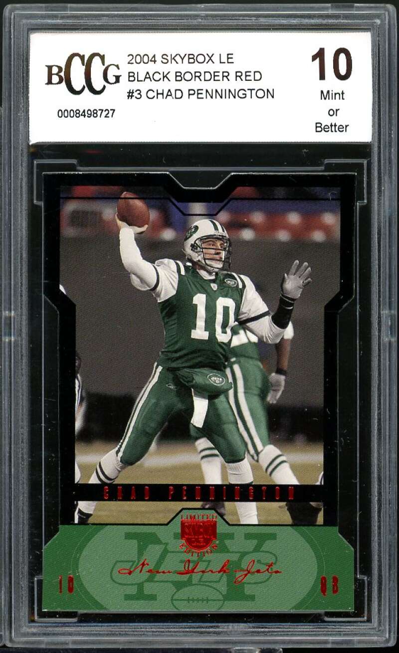 Chad Pennington Card 2004 SkyBox LE Black Border Red #3 BGS BCCG 10 Image 1