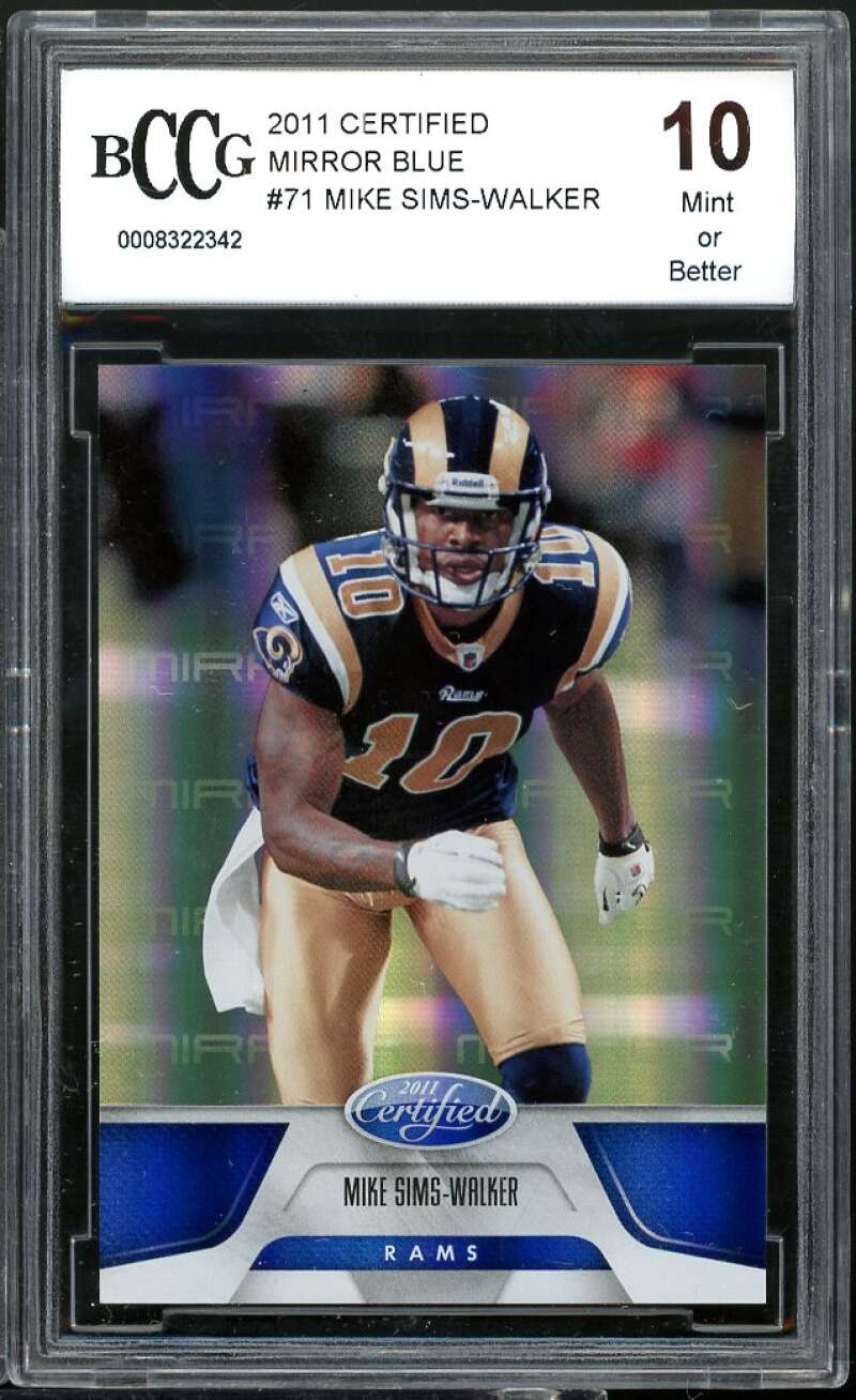 Mike Sims-Walker Card 2011 Certified Mirror Blue #71 BGS BCCG 10 Image 1