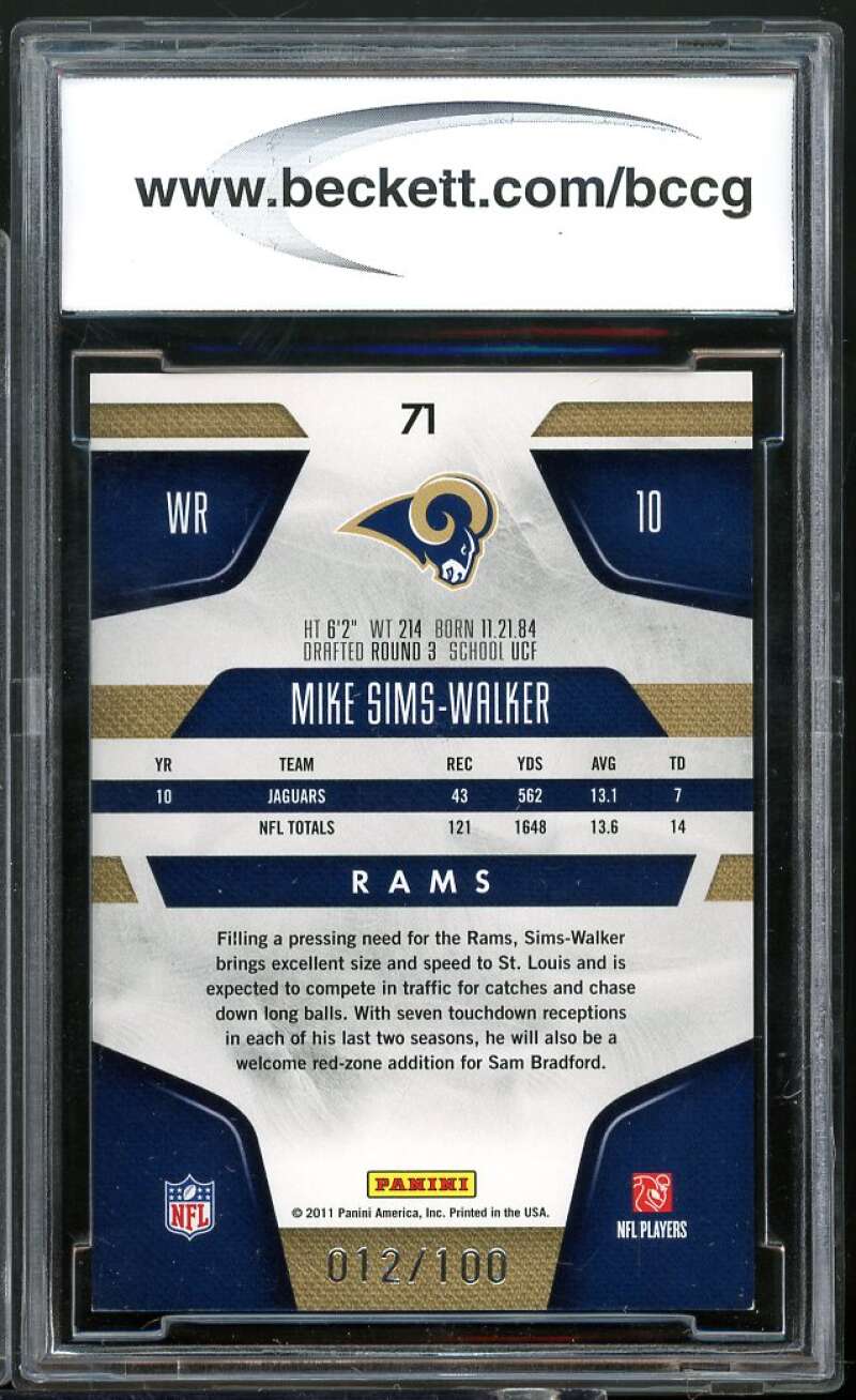 Mike Sims-Walker Card 2011 Certified Mirror Blue #71 BGS BCCG 10 Image 2