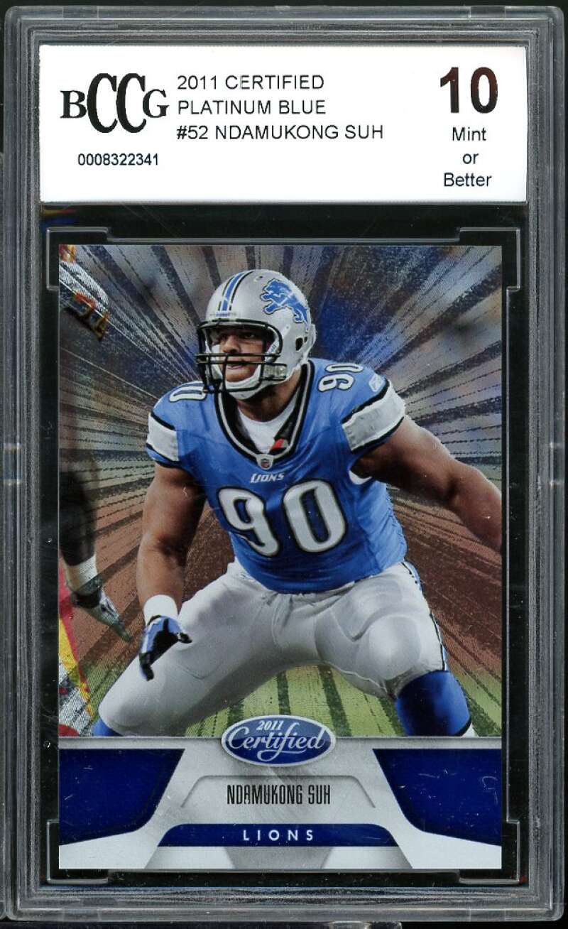 Ndamukong Suh Card 2011 Certified Platinum Blue #52 BGS BCCG 10 Image 1