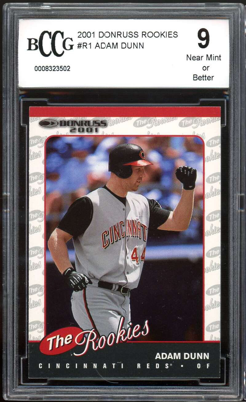 Adam Dunn Rookie Card 2001 Donruss Rookies #R1 BGS BCCG 9 Image 1