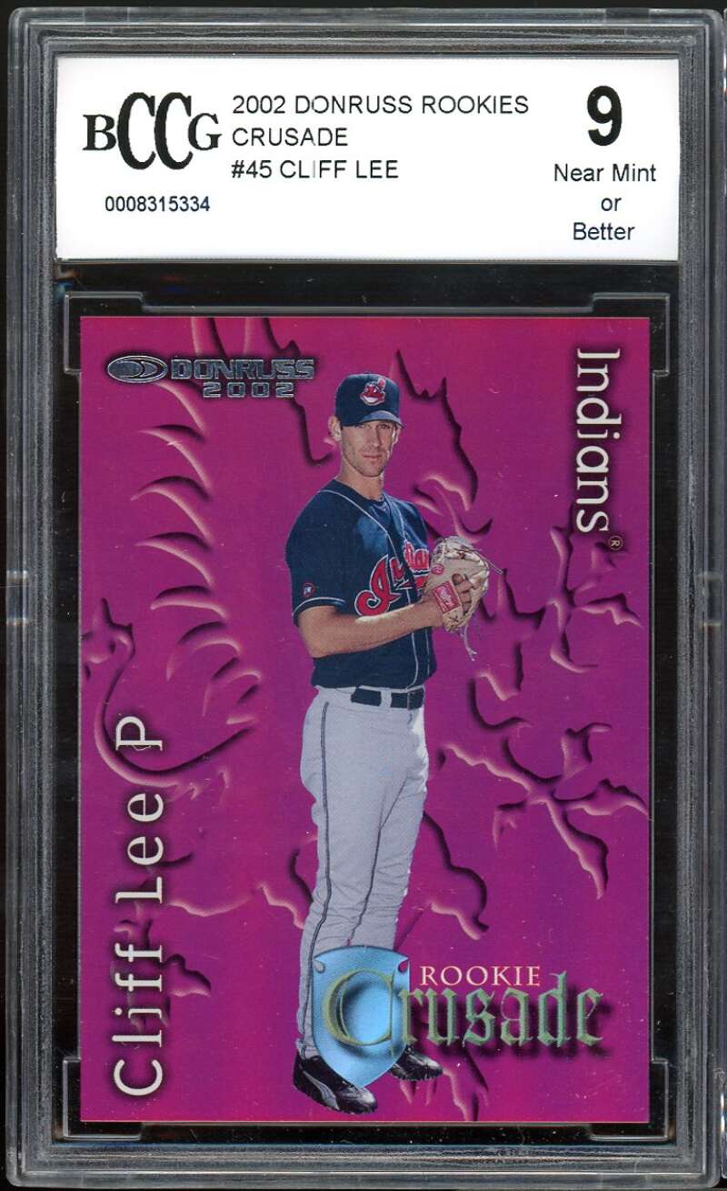 Cliff Lee Rookie Card 2002 Donruss The Rookies Crusade #45 BGS BCCG 9 Image 1