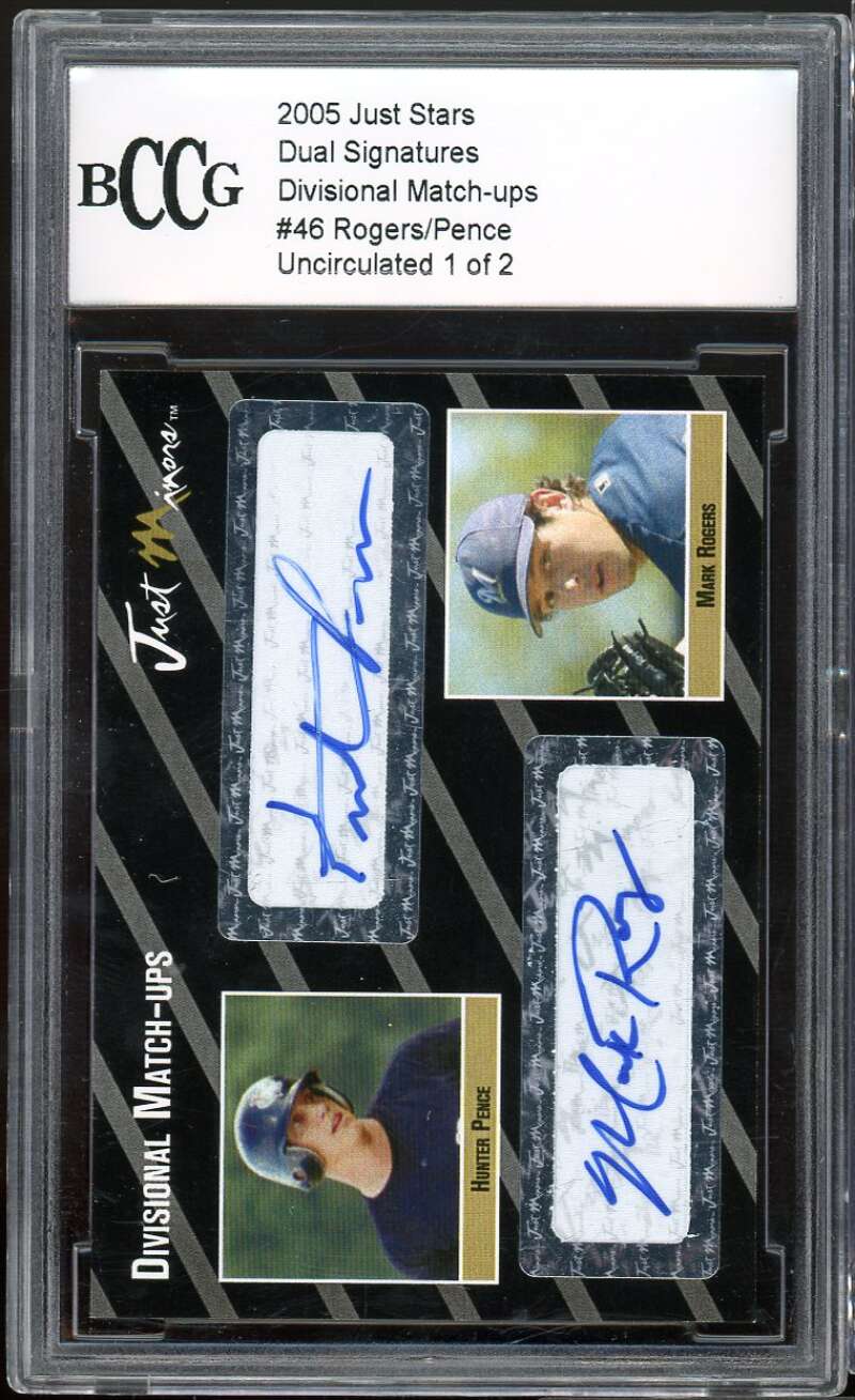 Rogers / Hunter Pence Rookie 2005 Just Stars Autograph (#d 1/2) BCCG authentic Image 1