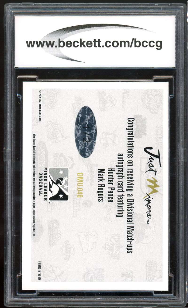 Rogers / Hunter Pence Rookie 2005 Just Stars Autograph (#d 1/2) BCCG authentic Image 2