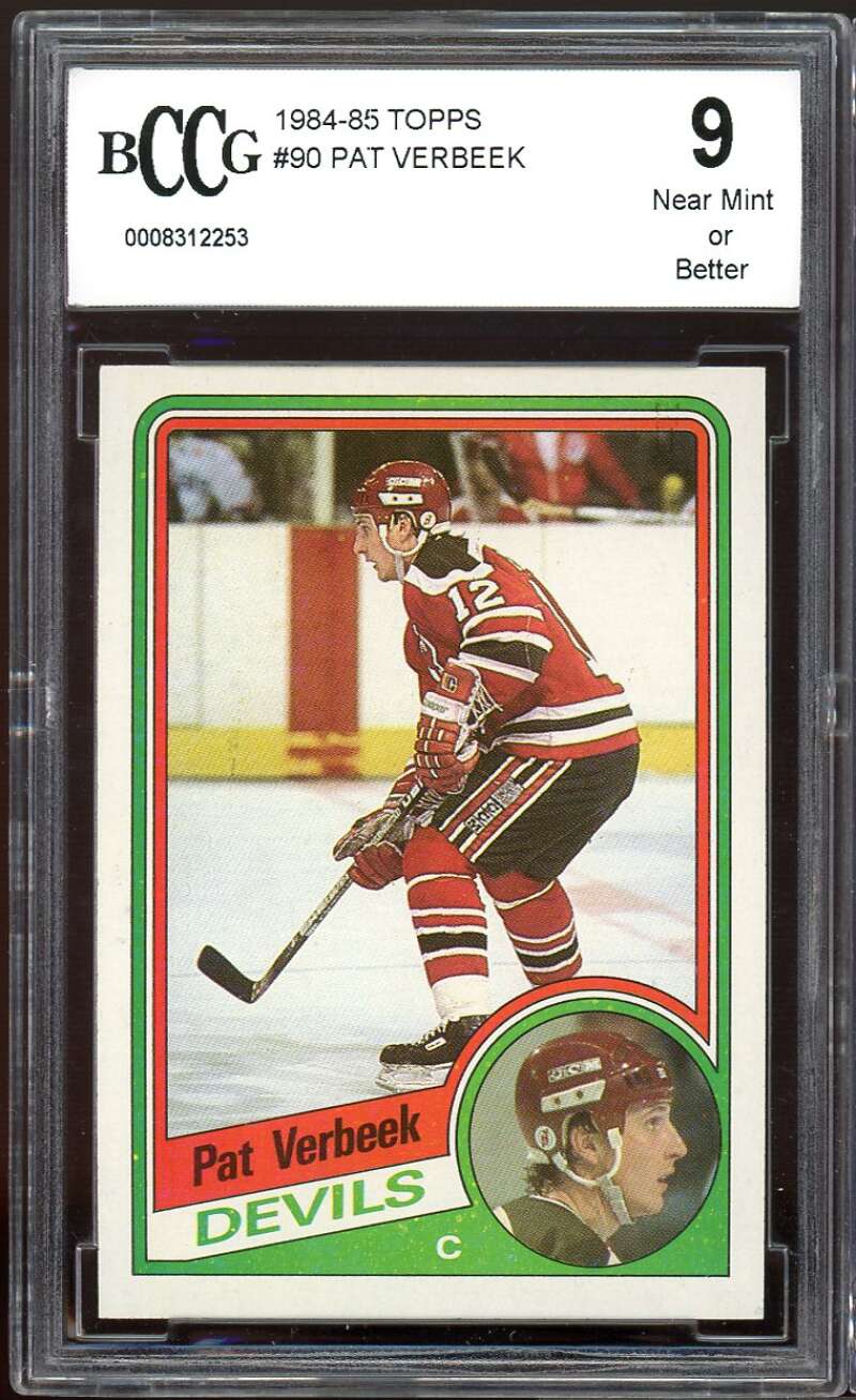 Pat Verbeek Rookie Card 1984-85 Topps #90 BGS BCCG 9 Image 1