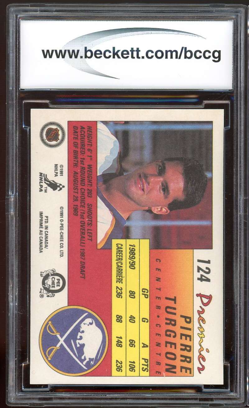 Pierre Turgeon Card 1990-91 OPC Premier #124 BGS BCCG 10 Image 2