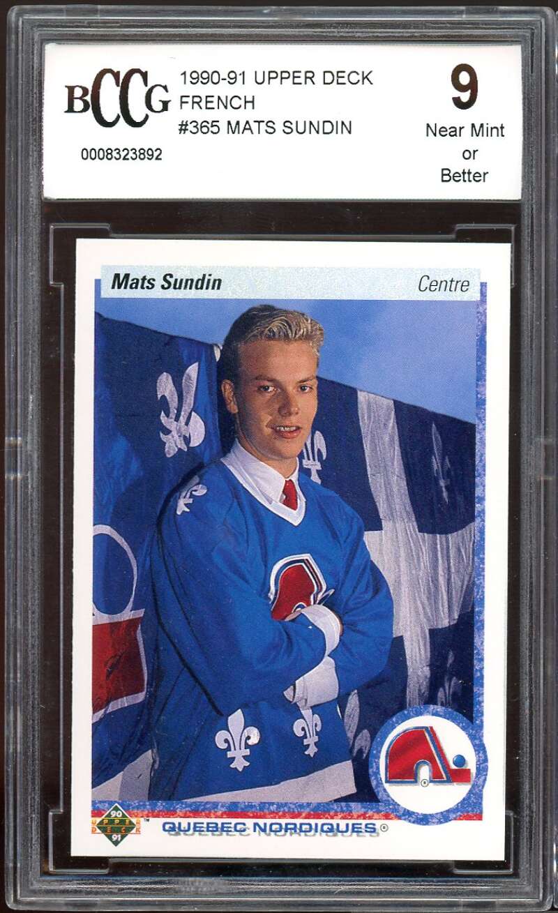 Mats Sundin Rookie Card 1990-91 Upper Deck French #365 BGS BCCG 10 Image 1